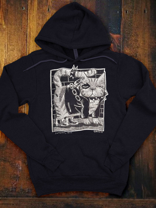 Vintage 90s Cat Art Print Casual Hoodie Sweatshirt