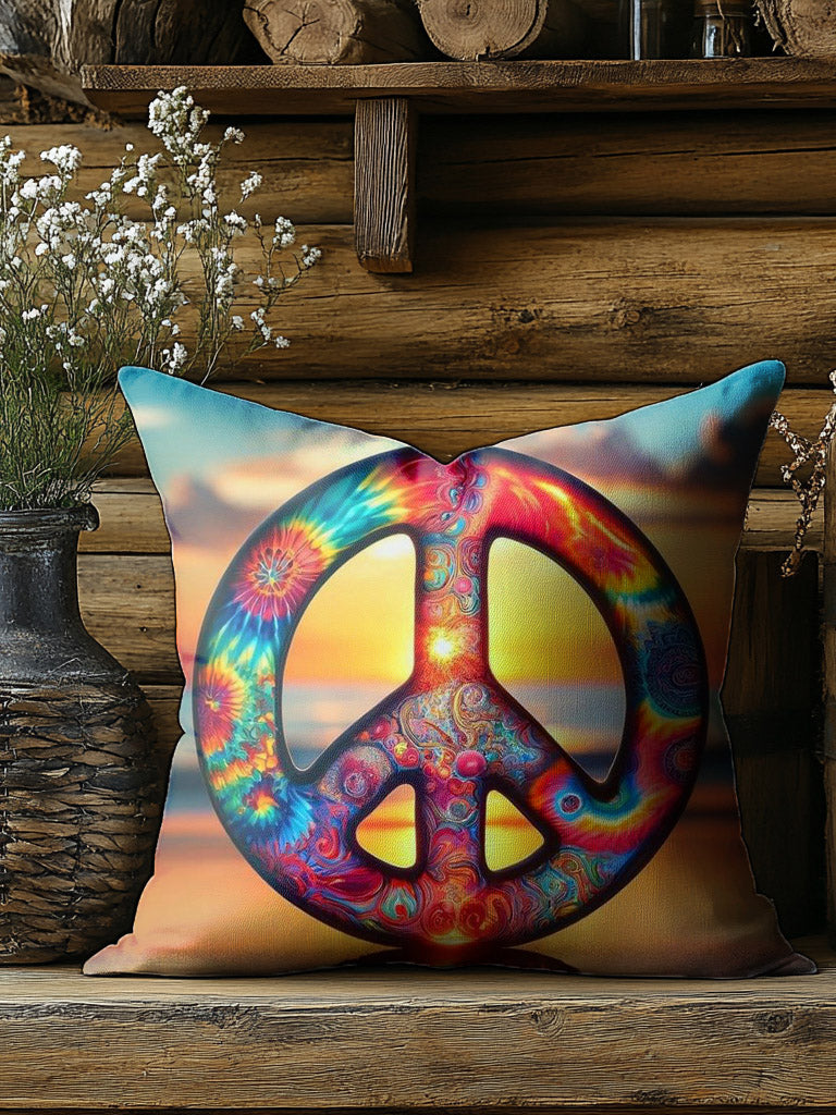 Colorful Peace Sign Print Casual Pillow