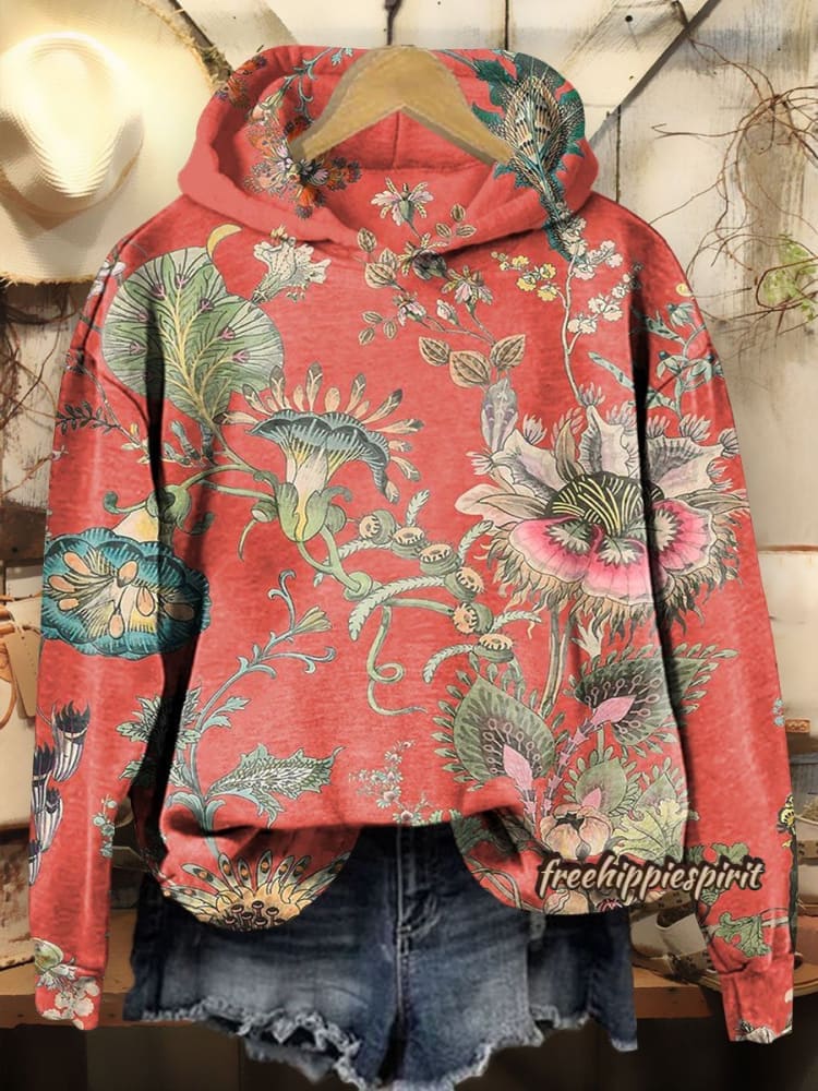 Vintage Floral Casual Print Sweatshirt