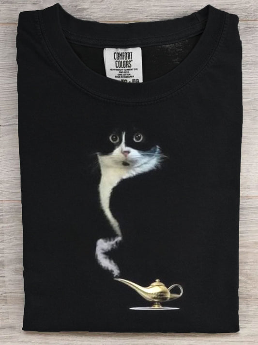 Funny Cat Art Print Casaul Short Sleeve T-shirt