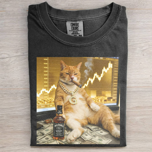 STOCK MARKET CAT MEME T-SHIRT