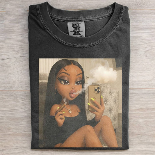BLACK DOLL GIRL FACE MEME T-SHIRT