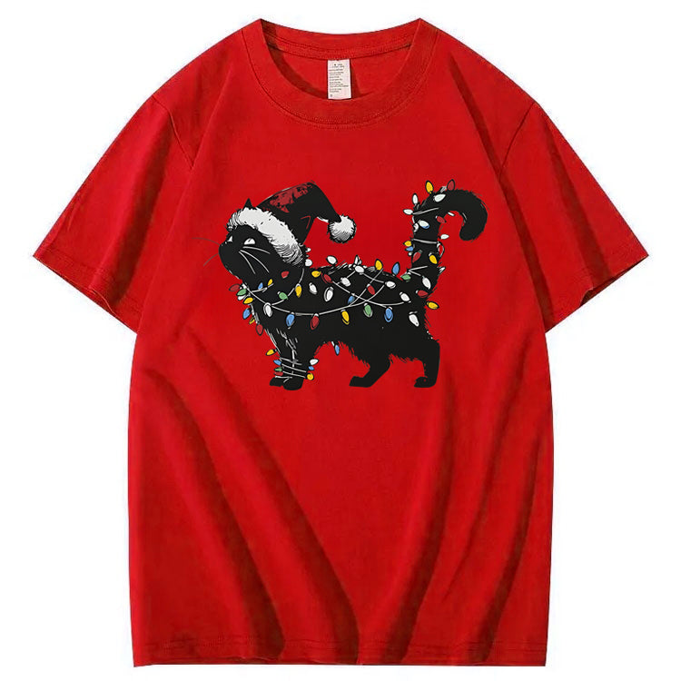 Cute Cat Christmas 100% Cotton T-Shirt