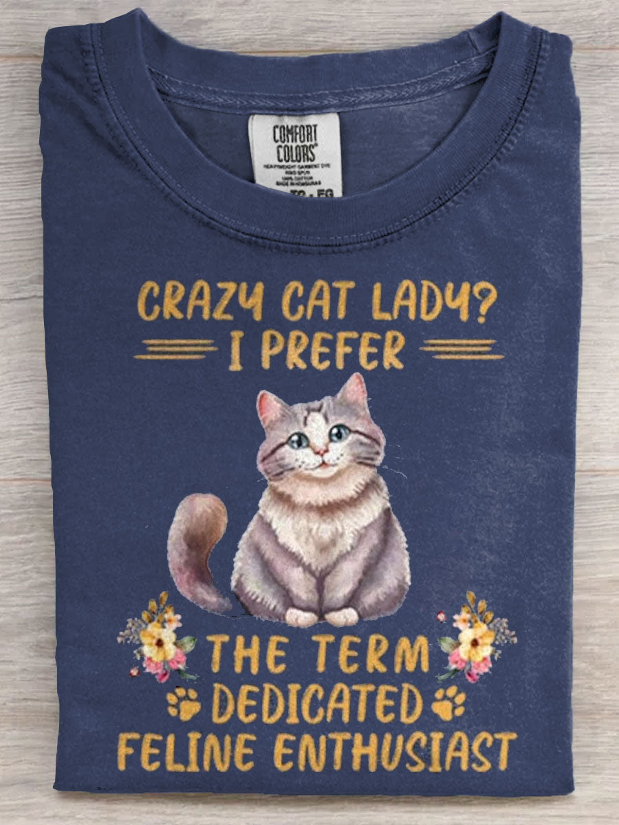 Crazy Cat Lady Art Print Casaul Short Sleeve T-shirt