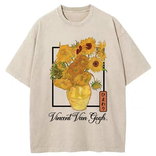 Sunflowers Van Gogh Washed T-Shirt