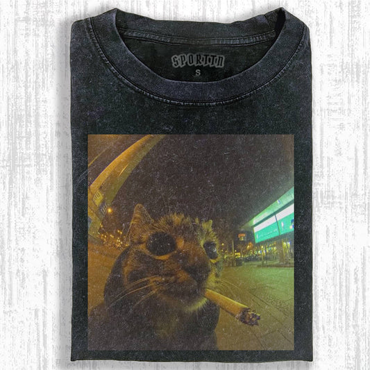 SMOKING CAT MEME T-SHIRT