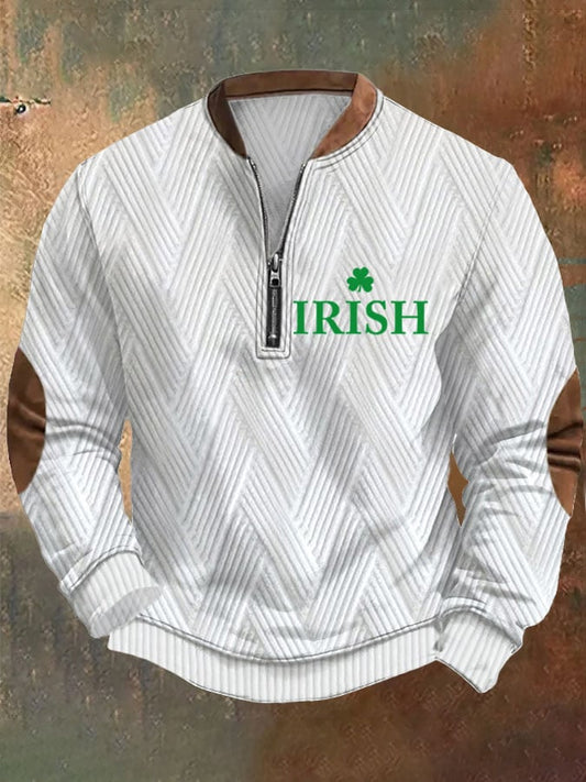 Men's St. Patrick's clover jacquard zip-up sweatshirt