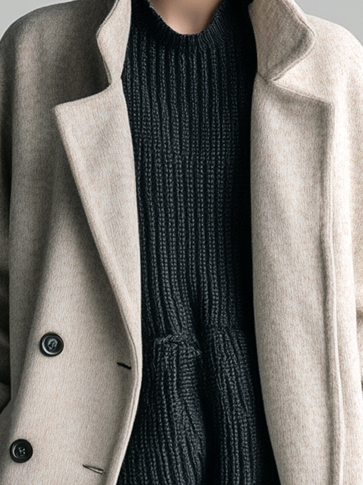 Taidalw Chic Casual Wool Blend Notched Lapel Double-Breasted Oversize Mid-length Coat