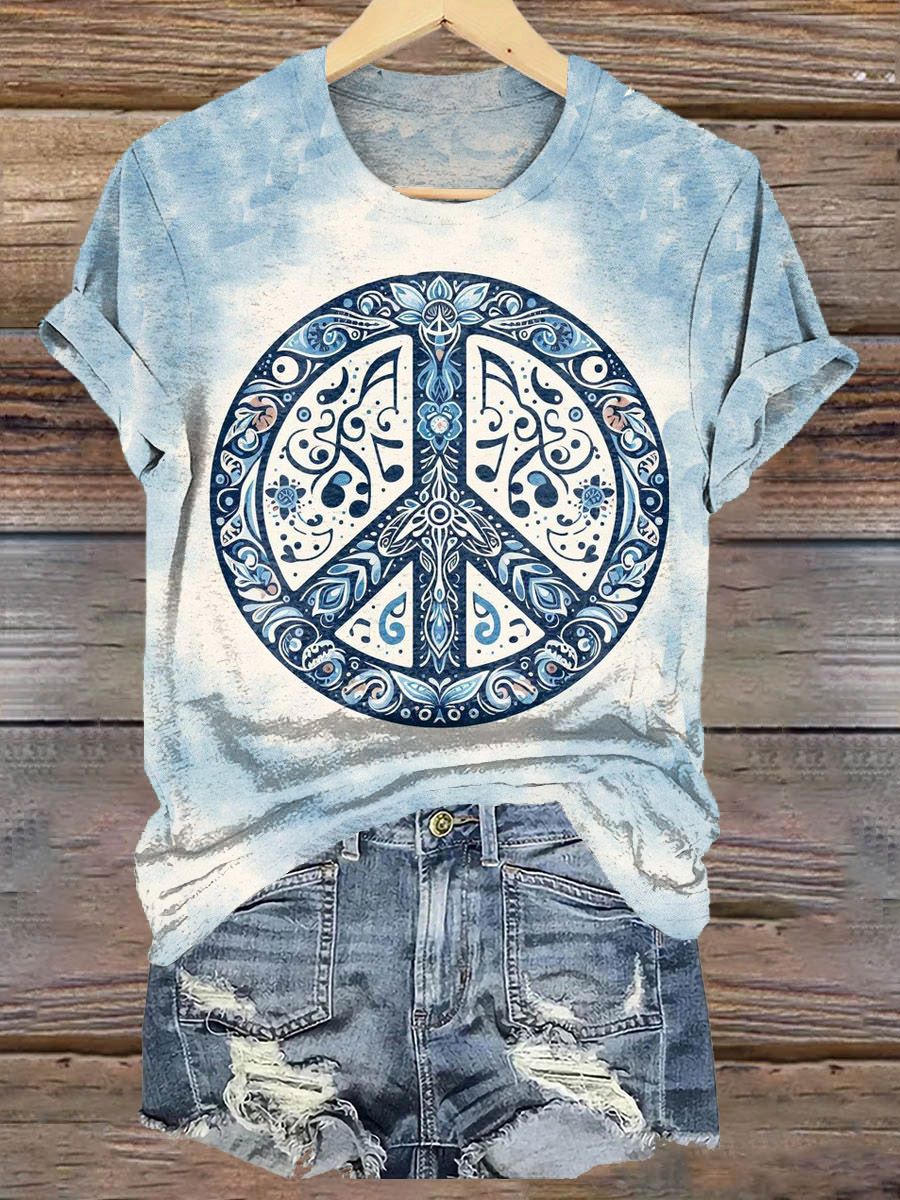 Hippie Graphic Art Print T-Shirt