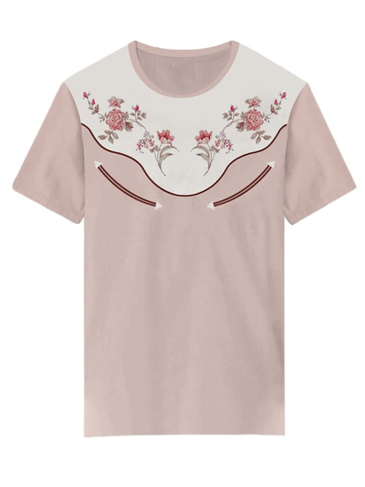 Women's Western Light Floral Print Crew Neck T-shirt