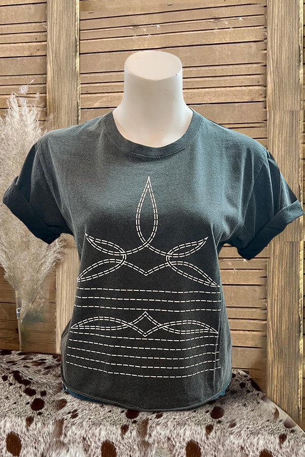 Retro Boot Stitch Graphic T-Shirt