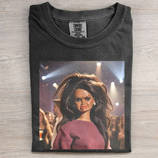 BLACK GIRL DOLL FACE PARTY FUNNY MEME RETRO TEE