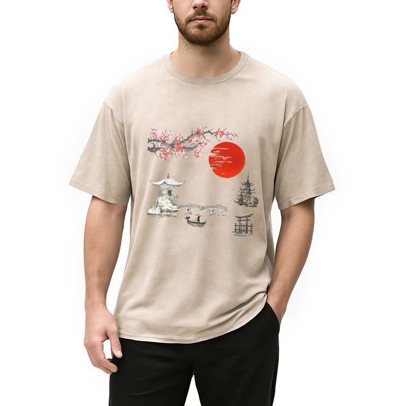 Japanese temple Washed T-Shirt