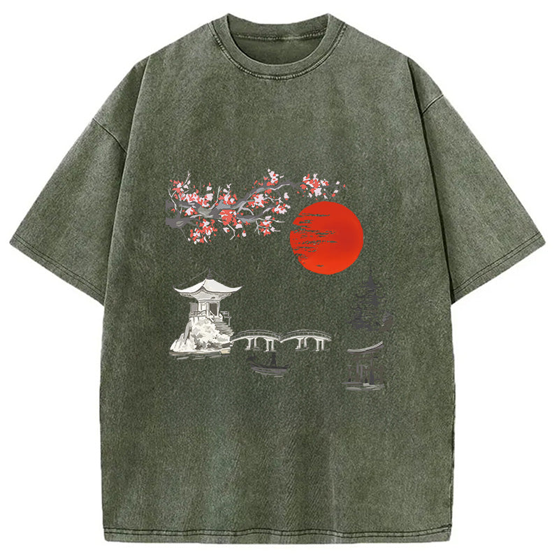 Japanese temple Washed T-Shirt