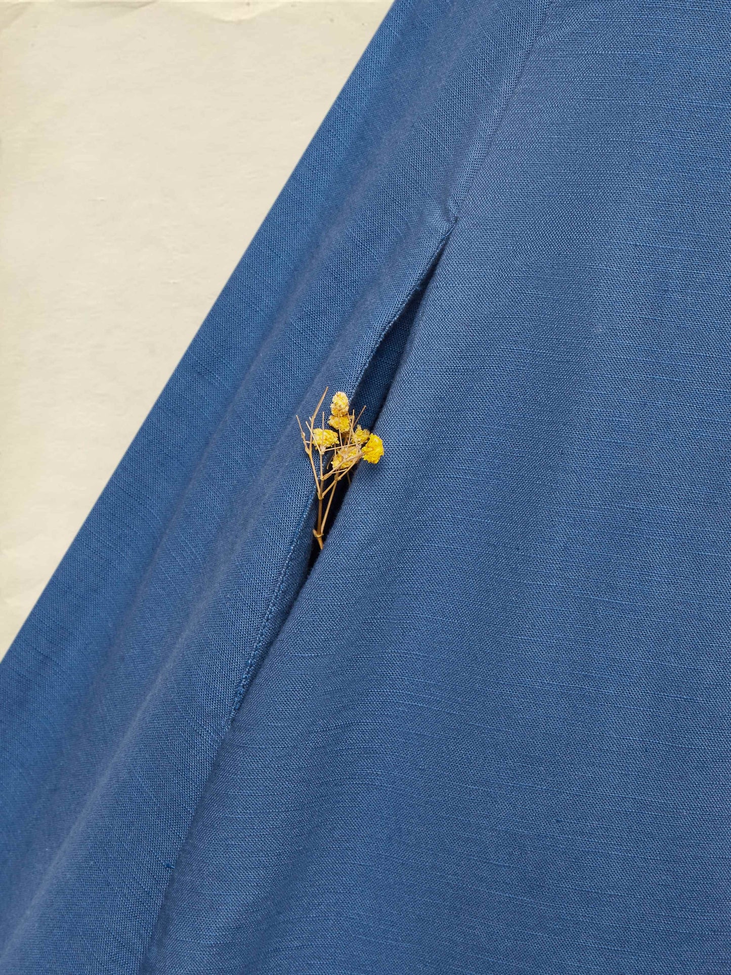 Maxi Linen Dress , Sleeveless, One Shoulder, Plain, Belt Design, French Vintage, Royal Blue