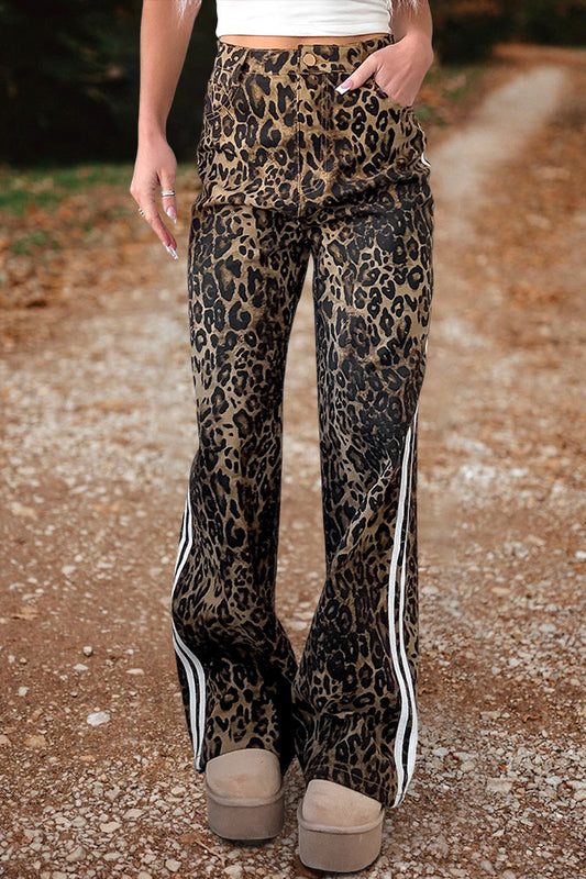 Vintage Leopard Print Stripe Pants