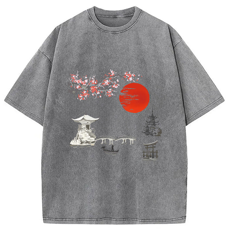 Japanese temple Washed T-Shirt