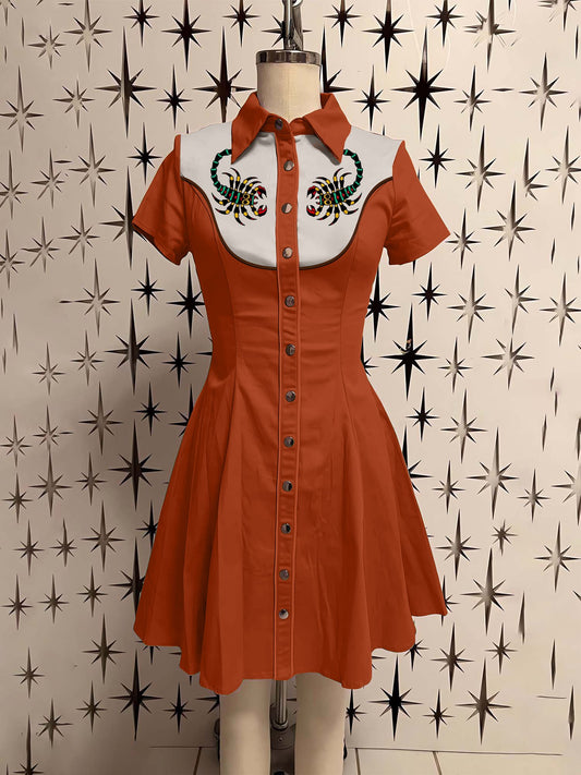 Vintage Scorpion  Printed Shirt Dress