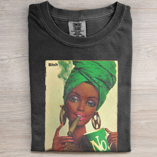 DOLL FACE BLACK LEATHER SMOKING RETRO TEE