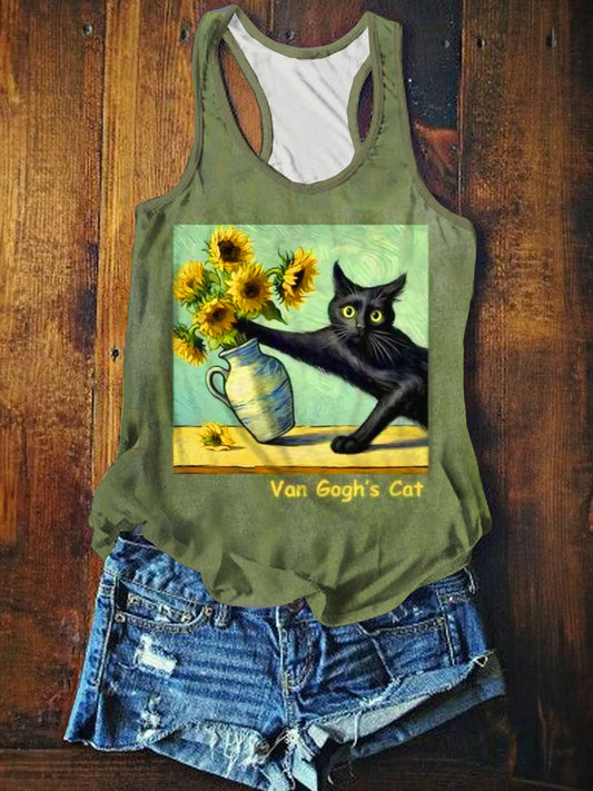 Van Gogn's Cat Art Art Print Casaul Tank Top