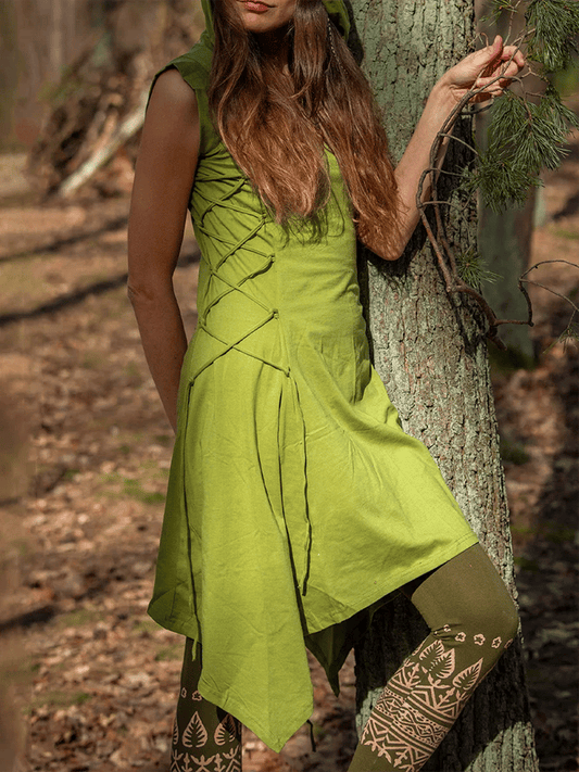 Lässiges, lockeres Kleid im Ethno-Stil für Damen mit Kapuze