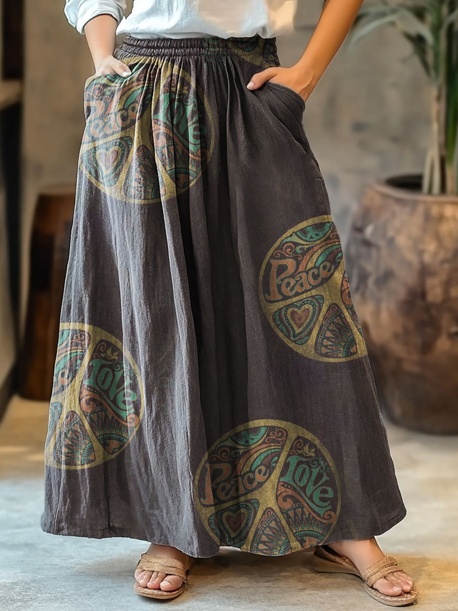 Women's Hippie Art Print Cotton Skirt