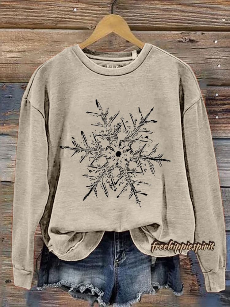 Snowflake Winter Christmas Print Casual Sweatshirt