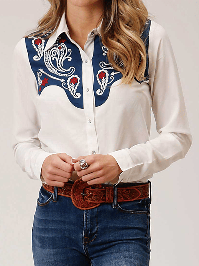 Women's Casual Loose Fit Western Style Horse Print Shirt