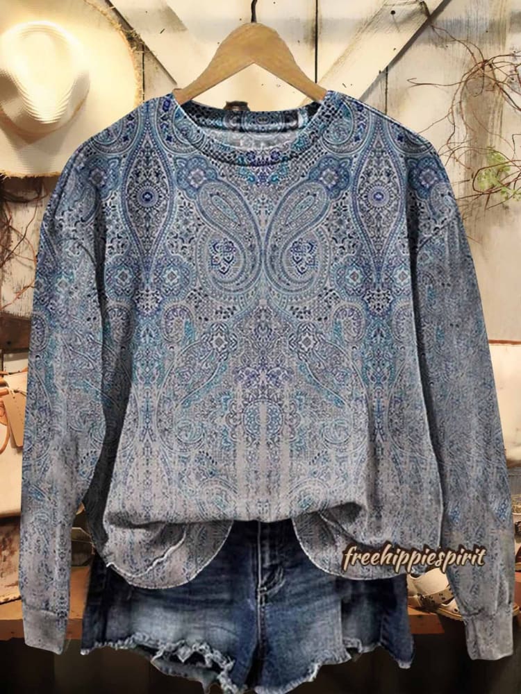 Women's Vintage Ethnic Print Casual Sweatshirt