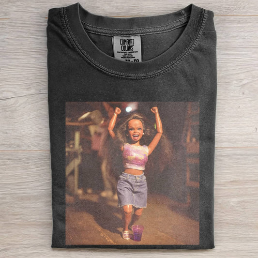 BLACK DOLL FACE PARTY POV TEE