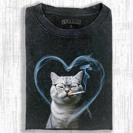 SMOKING CAT MEME T-SHIRT