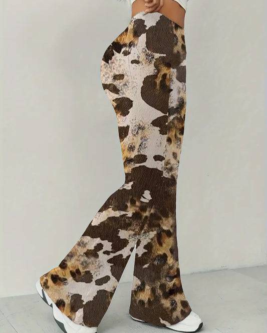 Western Yak Texture Wide Trouser Legs Pants