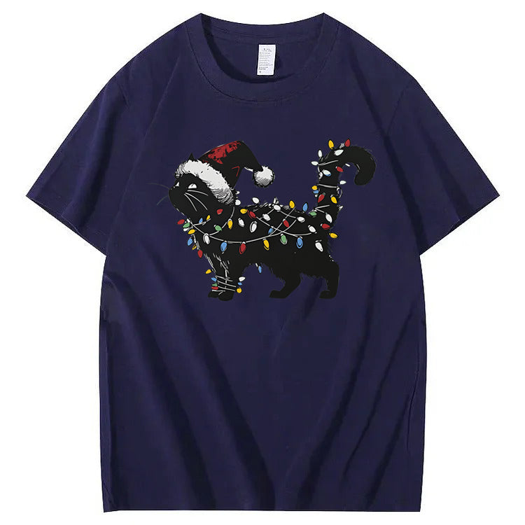 Cute Cat Christmas 100% Cotton T-Shirt