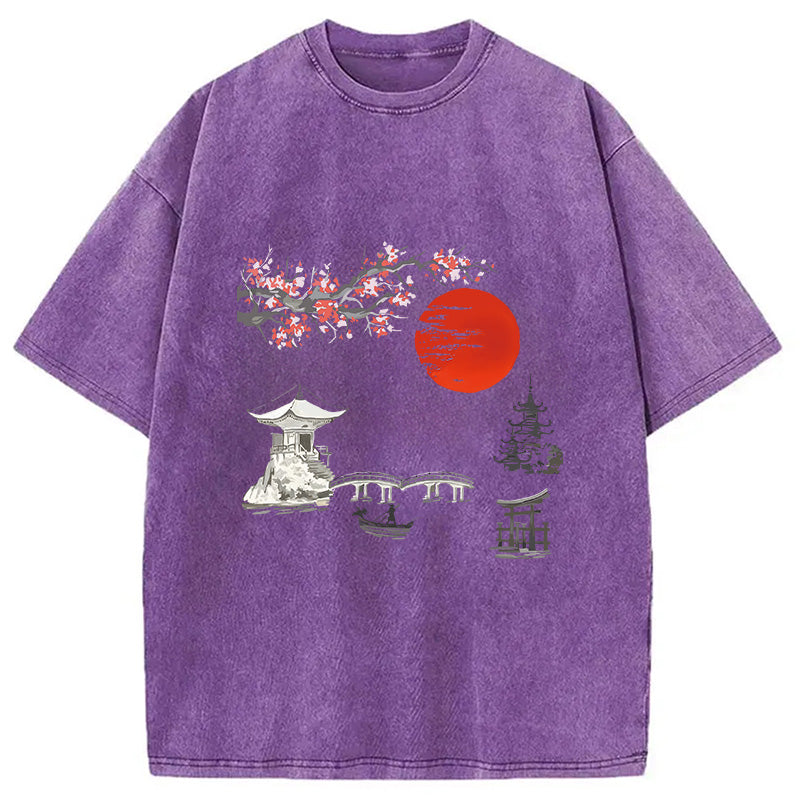 Japanese temple Washed T-Shirt