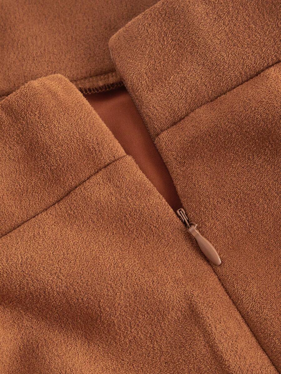 Women's Vintage Hippie Rivet Fringe Brown Suede A-Line Skirt