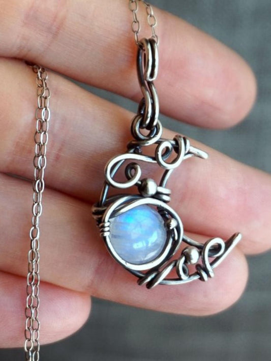 Vintage Boho Moon Inspired Moonstone Necklace