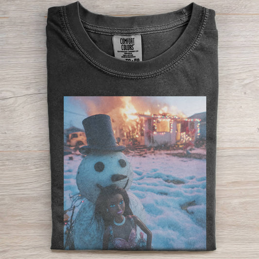 BARBIECORE AND THE SNOWMAN SNOW TEE
