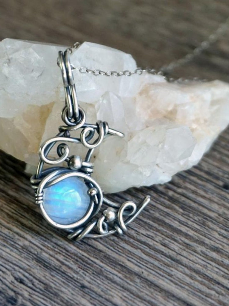 Vintage Boho Moon Inspired Moonstone Necklace