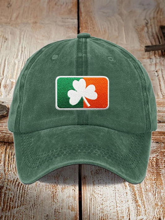 Unisex Distressed Washed Cotton "St. Patrick's Day" Printed Hat