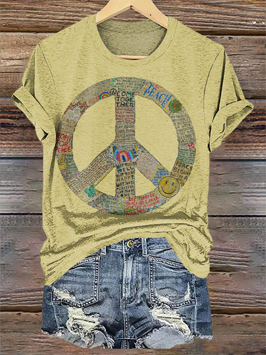 Retro Peace Sign Print T-shirt