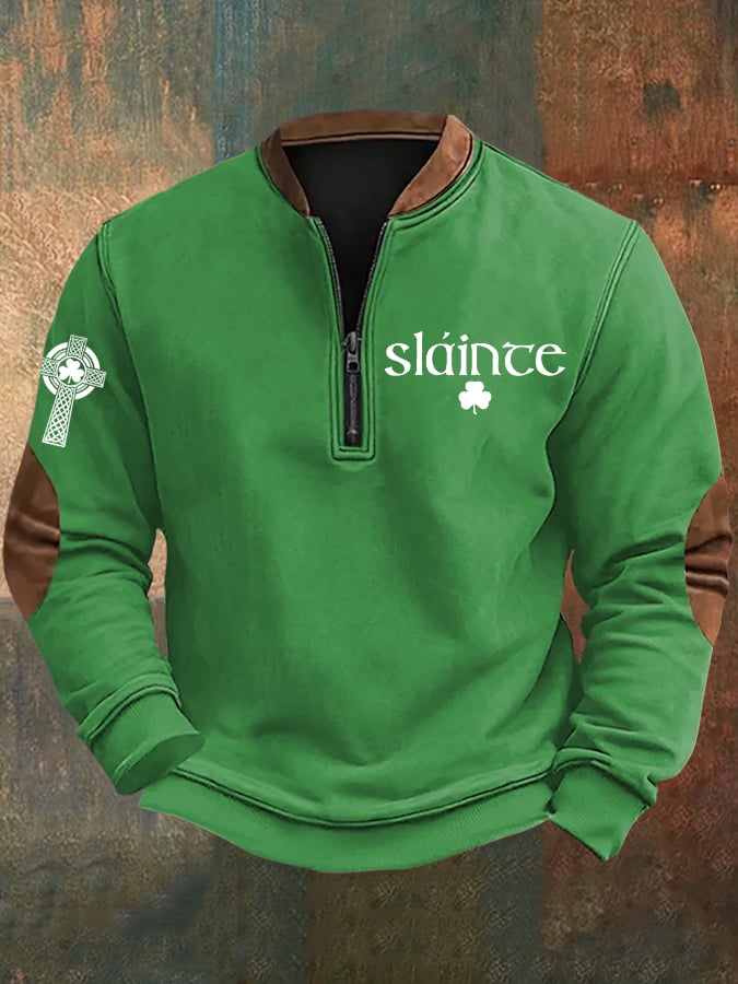 Men's St. Patrick's Day Print Zip-Up Sweatshirt