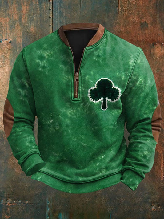 Men's St. Patrick's Day Clover Tie Dye Casual Pullover