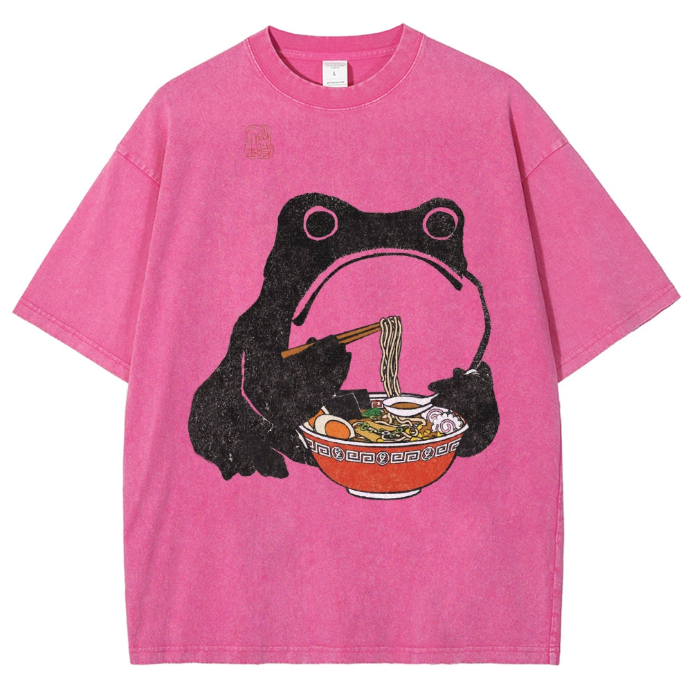 Unisex Frog Printed Washed Tee