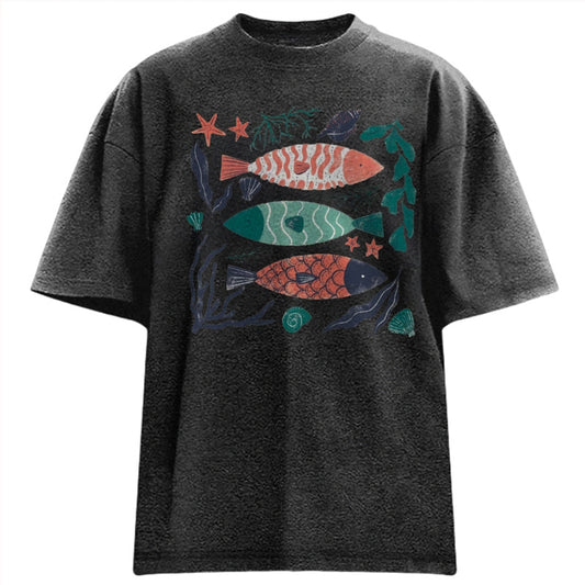 Unisex Ocean Prints Washed Tee