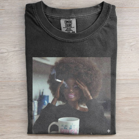 AFRO-HAIRED, DARK-SKINNED BLACK DOLL FACE TEE