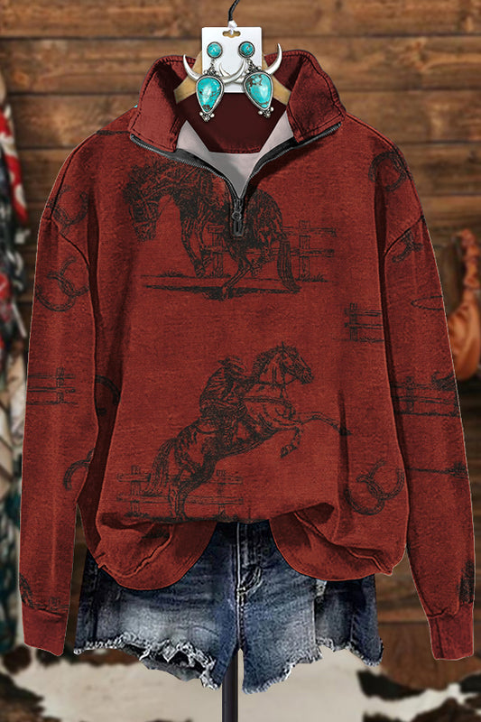 Western Cowboy Ranch Zipper Sweatshirt