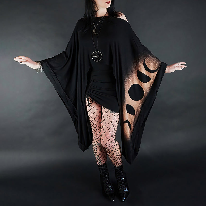 Extra Long Kimono Sleeve Moon Phase Top