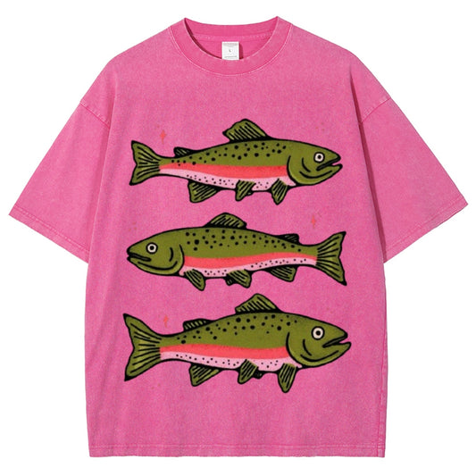 Three Trout Unisex Vintage Washed Tee
