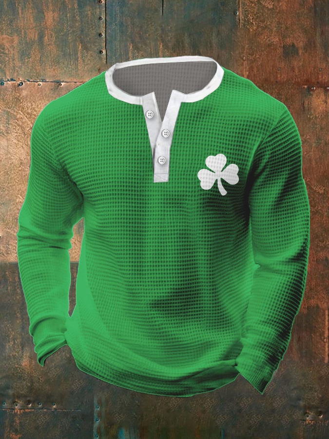 Men's St. Patrick's Day Waffle Henley