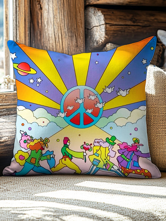 Hippie Art Print Casual Pillow